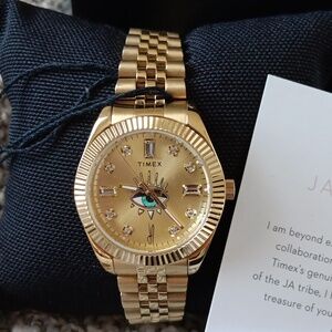 TIMEX Jacque Aiche Gold Tribe Eye Crystal Gold Watch Stainless Steel Bracelet
